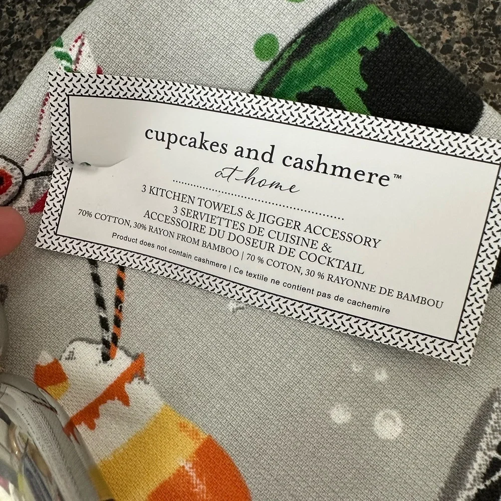 Cupcakes and Cashmere Creepy Halloween Cocktail Kitchen Towels Set of 3